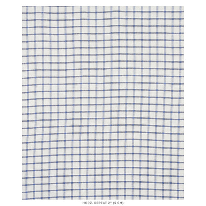 SCHUMACHER FABRIC  RHAPSODY IN BLUE PAULINE CHECK CASEMENT   BLUE   - 72075
