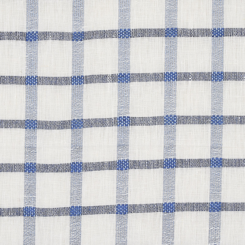 SCHUMACHER FABRIC  RHAPSODY IN BLUE PAULINE CHECK CASEMENT   BLUE   - 72075