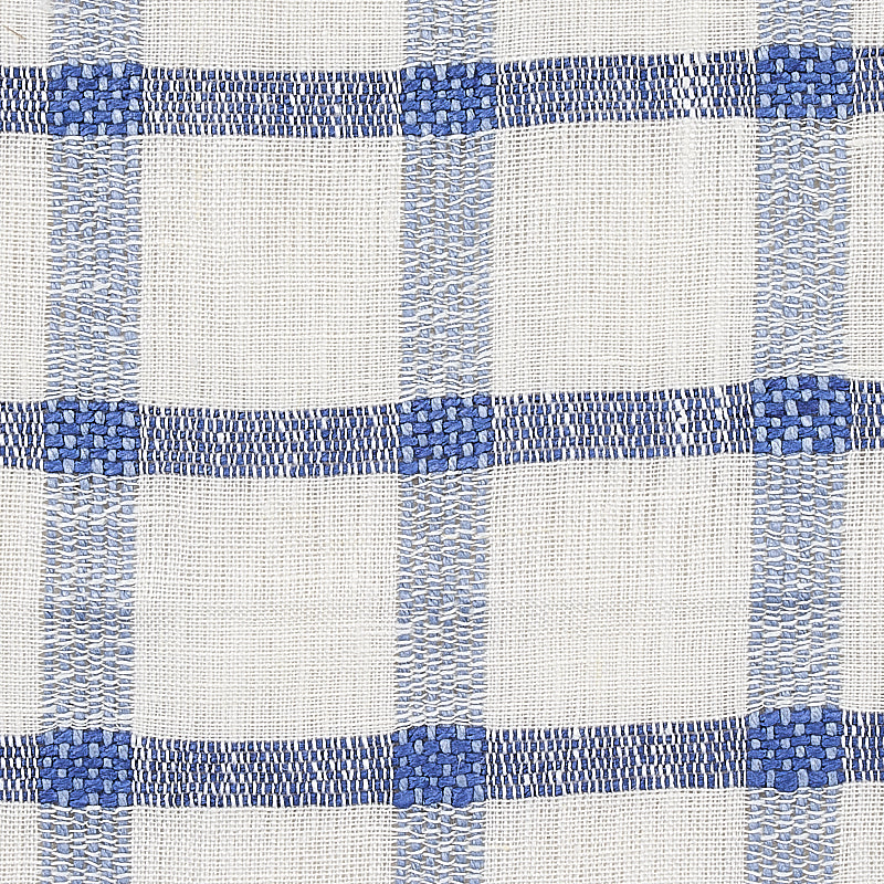 SCHUMACHER FABRIC  RHAPSODY IN BLUE PAULINE CHECK CASEMENT   BLUE   - 72075
