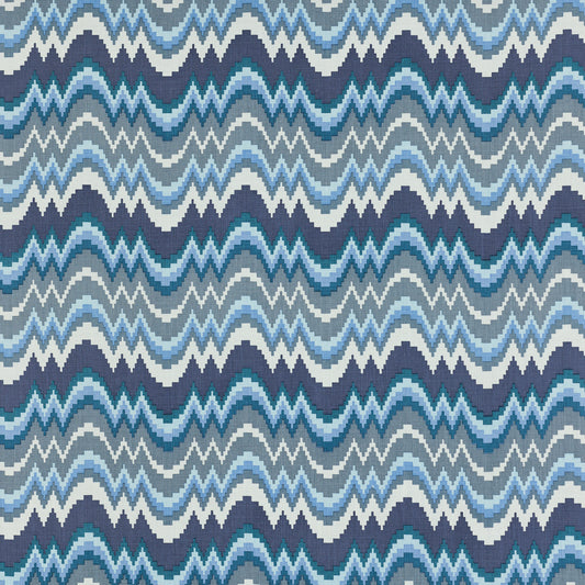 SCHUMACHER  RAOUL TEXTILES FLAMESTITCH PRINTS PRINTS INDIGO   - 720B59