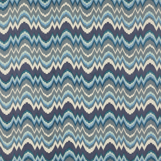 SCHUMACHER  RAOUL TEXTILES FLAMESTITCH PRINTS PRINTS INDIGO   - 720N59