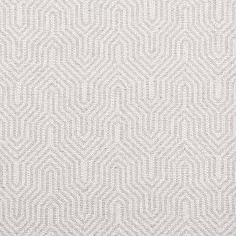 Beige and cream geometric upholstery fabric with interlocking chevron pattern and subtle texture.