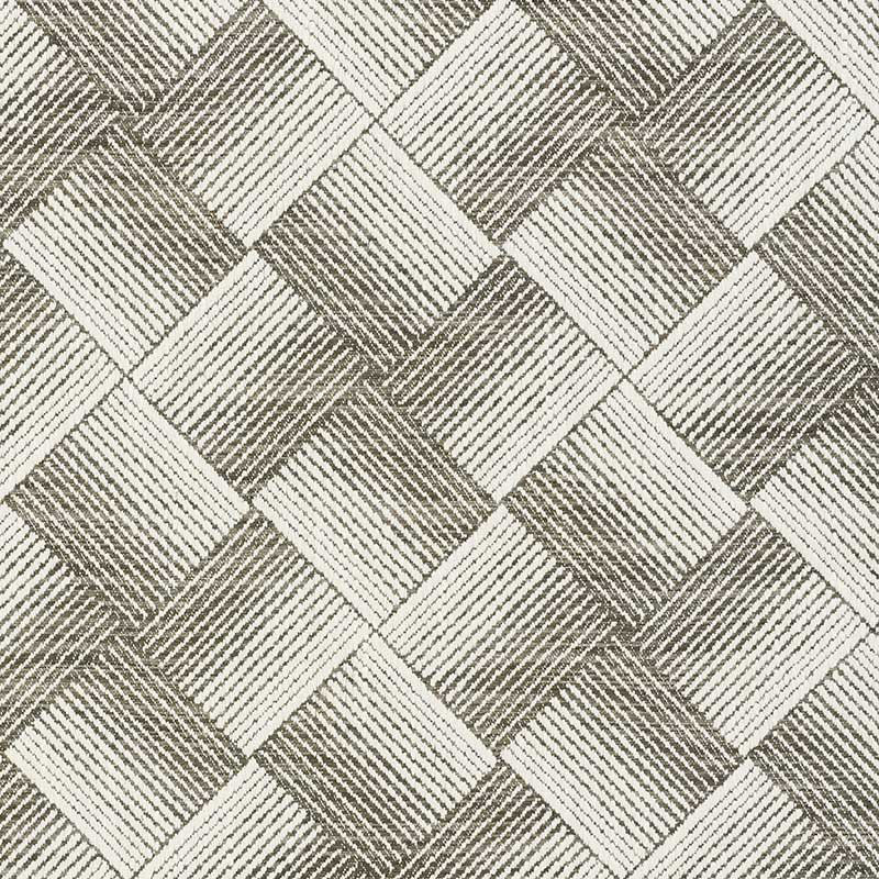 Beige and taupe diamond-patterned fabric with ribbed diagonal lines; textured upholstery textile.