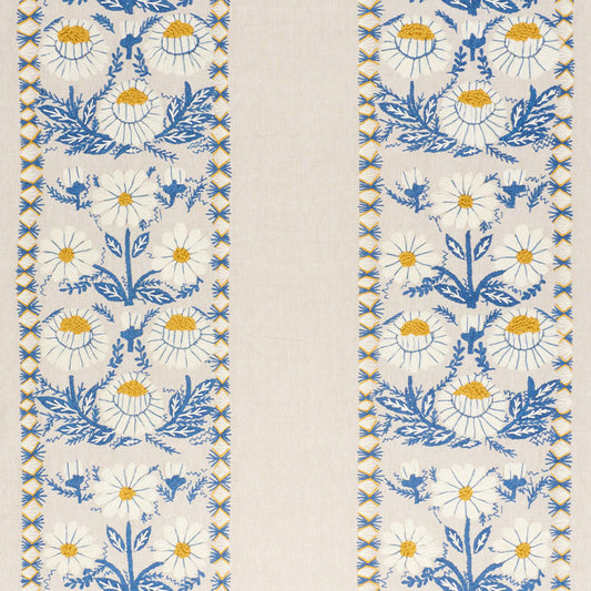 SCHUMACHER  REVISIT OF POPULAR PATTERNS MARGUERITE EMBROIDERY EMBROIDERIES EMBROIDERIES BLUE , OCHRE   - 72332