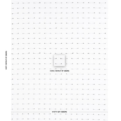 White wallpaper with a tiny black horizontal dashed pattern; subtle repeating motif for a modern minimalist wall.