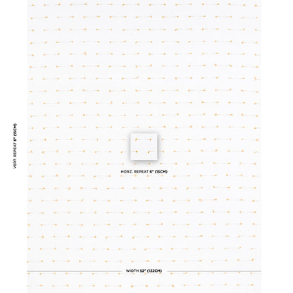 White wallpaper with a subtle peach-orange geometric motif; 6-inch horizontal & vertical repeats, 52-inch width.