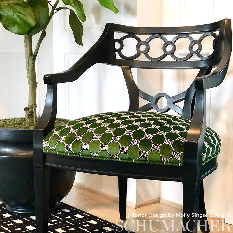 SCHUMACHER FABRIC  ORIENT EXPRESS OCTAVIA VELVET   EMERALD   - 72792