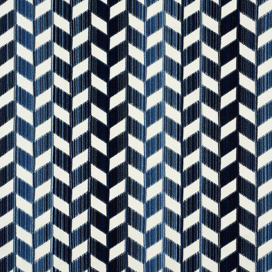 SCHUMACHER  CUT & PATTERNED VELVETS CHEVRON STRI?? VELVET CUT VELVET CUT VELVET LAPIS   - 72811