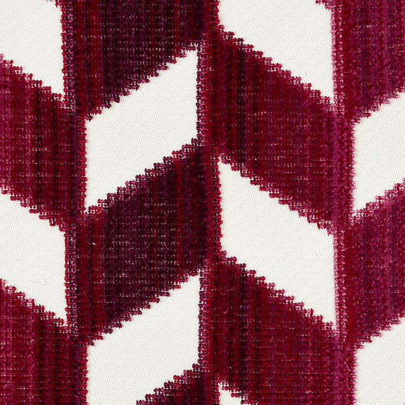 SCHUMACHER  CUT & PATTERNED VELVETS CHEVRON STRI?? VELVET CUT VELVET CUT VELVET GARNET   - 72812