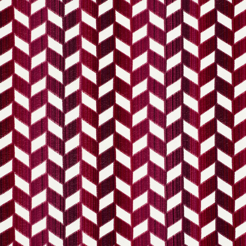 SCHUMACHER  CUT & PATTERNED VELVETS CHEVRON STRI?? VELVET CUT VELVET CUT VELVET GARNET   - 72812