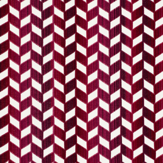 SCHUMACHER  CUT & PATTERNED VELVETS CHEVRON STRI?? VELVET CUT VELVET CUT VELVET GARNET   - 72812