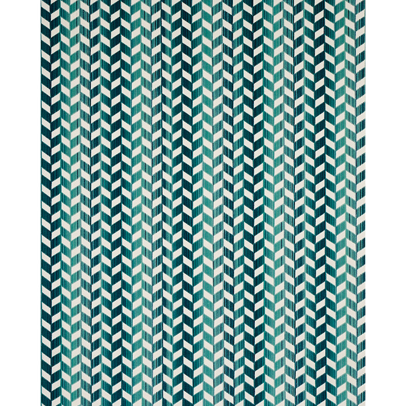 SCHUMACHER  CUT & PATTERNED VELVETS CHEVRON STRI?? VELVET CUT VELVET CUT VELVET PEACOCK   - 72813