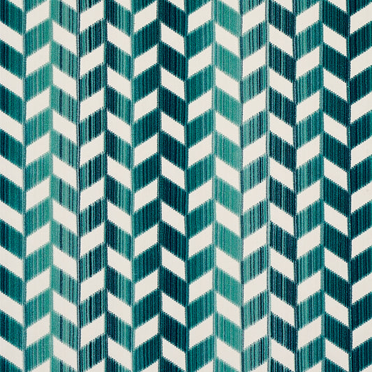 SCHUMACHER  CUT & PATTERNED VELVETS CHEVRON STRI?? VELVET CUT VELVET CUT VELVET PEACOCK   - 72813