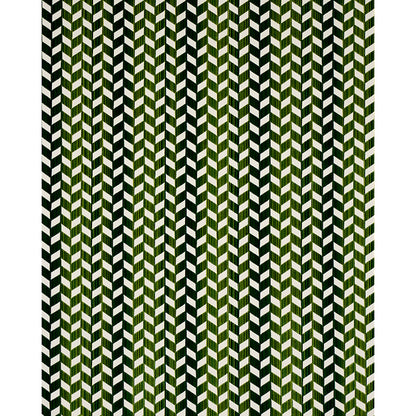 Green-toned chevron pattern with olive and dark-green zigzags repeating across a dark background.