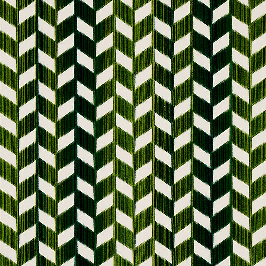 SCHUMACHER  CUT & PATTERNED VELVETS CHEVRON STRI?? VELVET CUT VELVET CUT VELVET EMERALD   - 72814