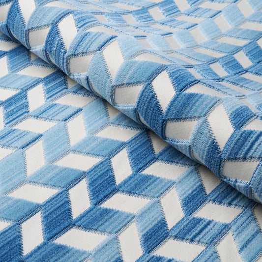 SCHUMACHER  CUT & PATTERNED VELVETS CHEVRON STRI?? VELVET CUT VELVET,VELVETS CUT VELVET,VELVETS PORCELAIN   - 72815