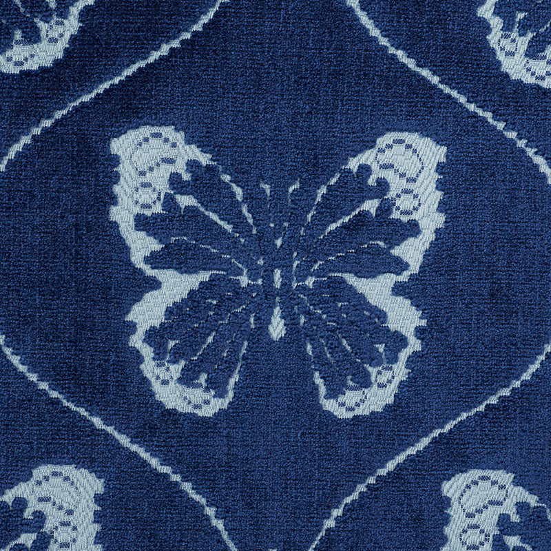 SCHUMACHER  CUT & PATTERNED VELVETS PAPILLON VELVET   Sapphire   - 72962