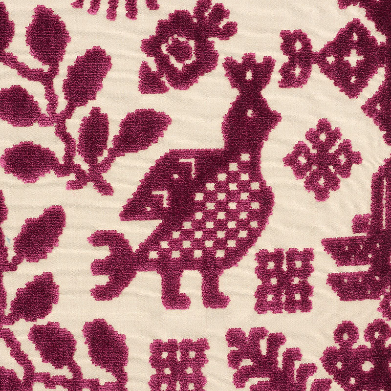 SCHUMACHER  CUT & PATTERNED VELVETS PAVONE VELVET CUT VELVET CUT VELVET GARNET   - 72972