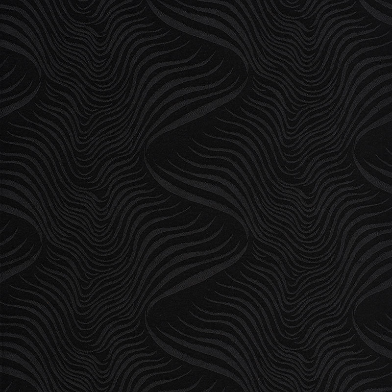 Charcoal fabric with subtle black wavy zebra-stripe texture for upholstery or wallpaper.