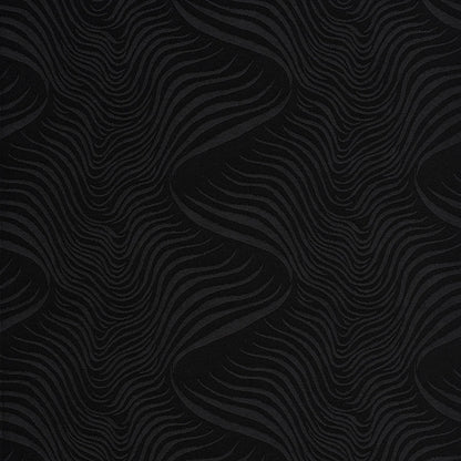Charcoal fabric with subtle black wavy zebra-stripe texture for upholstery or wallpaper.