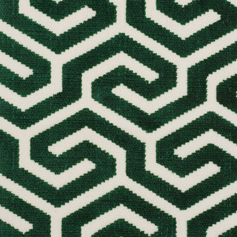 SCHUMACHER  CUT & PATTERNED VELVETS MING FRET VELVET CUT VELVET,HIGH PERFORMANCE CUT VELVET,HIGH PERFORMANCE EMERALD   - 73103