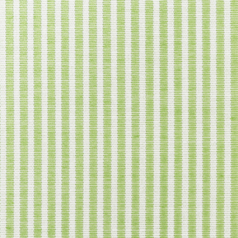 Close-up of lime green and white vertical striped woven fabric texture.