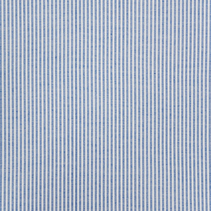 Blue and white vertical striped cotton fabric, crisp shirt material with a classic pinstripe pattern.