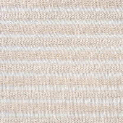 Beige striped knit fabric with alternating smooth and ribbed horizontal bands.