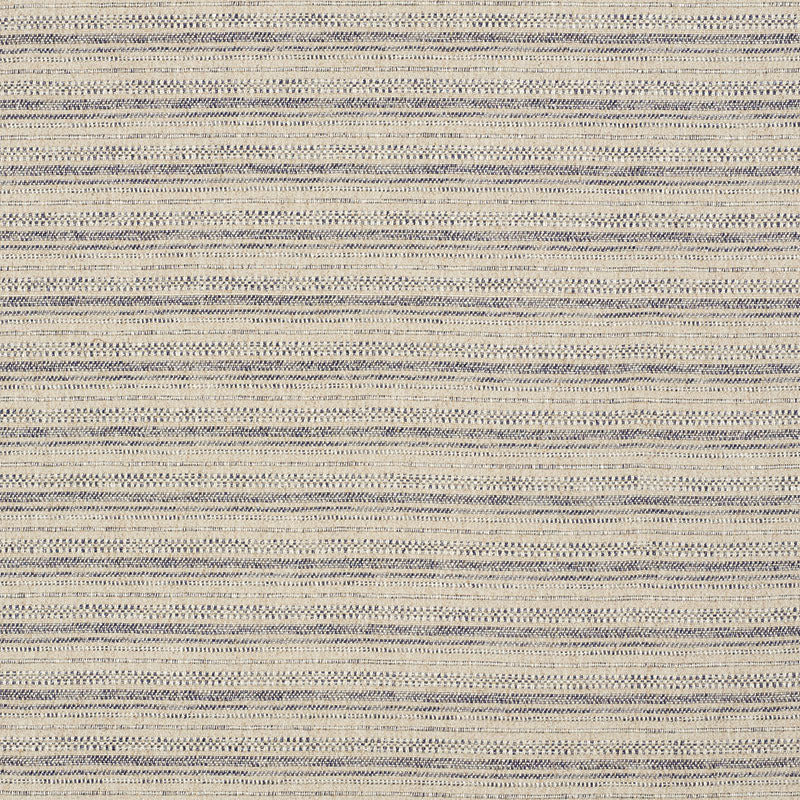 Beige woven fabric with slim navy blue horizontal stripes; textured rug or upholstery material.