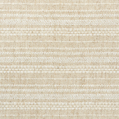 Beige woven rug texture with subtle horizontal stripes and natural fiber look.