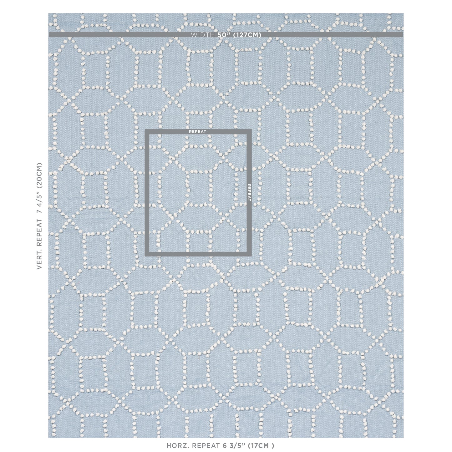 SCHUMACHER FABRIC  NATURA Vento Embroidery   SKY   - 73282