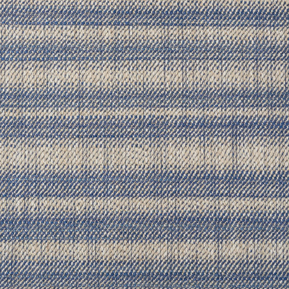 Blue and off-white striped denim-style twill fabric with diagonal weave, casual apparel material.