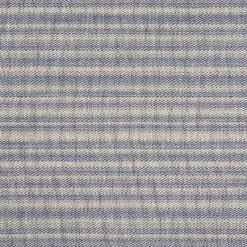 Blue and cream striped woven fabric with soft texture; horizontal stripes for apparel or home decor.