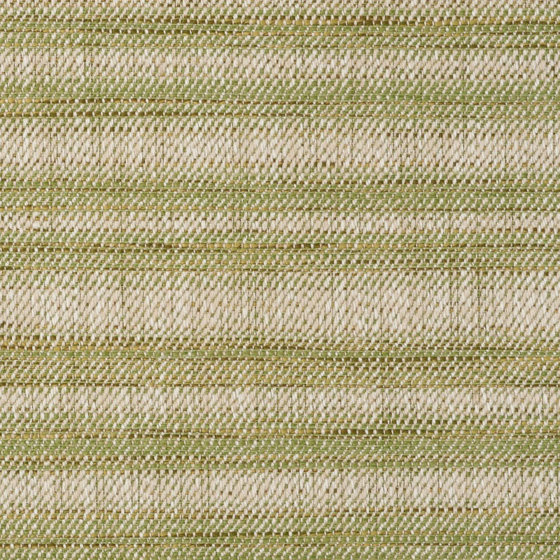 Olive green and beige striped woven fabric with a subtle twill texture for upholstery or drapery.
