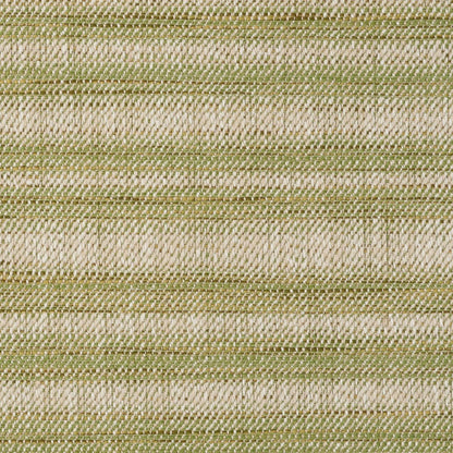 Olive green and beige striped woven fabric with a subtle twill texture for upholstery or drapery.