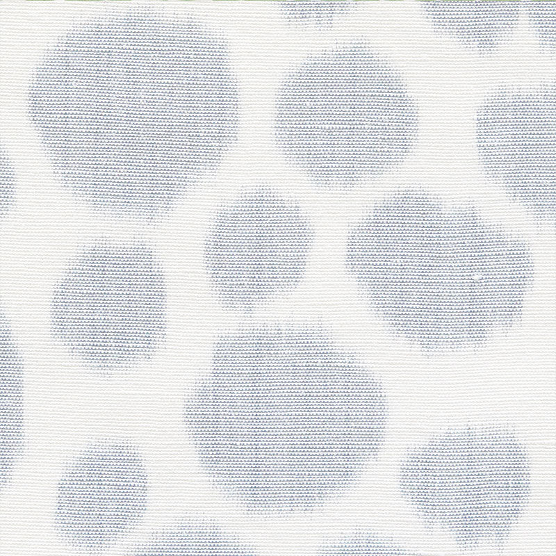 Cream fabric with light blue polka dot pattern; woven texture, versatile for upholstery or drapery.