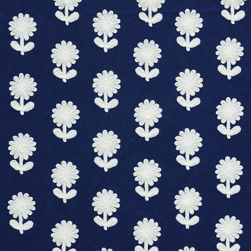 SCHUMACHER FABRIC  HAPPY TOGETHER Paley Embroidery   BLUE   - 73483