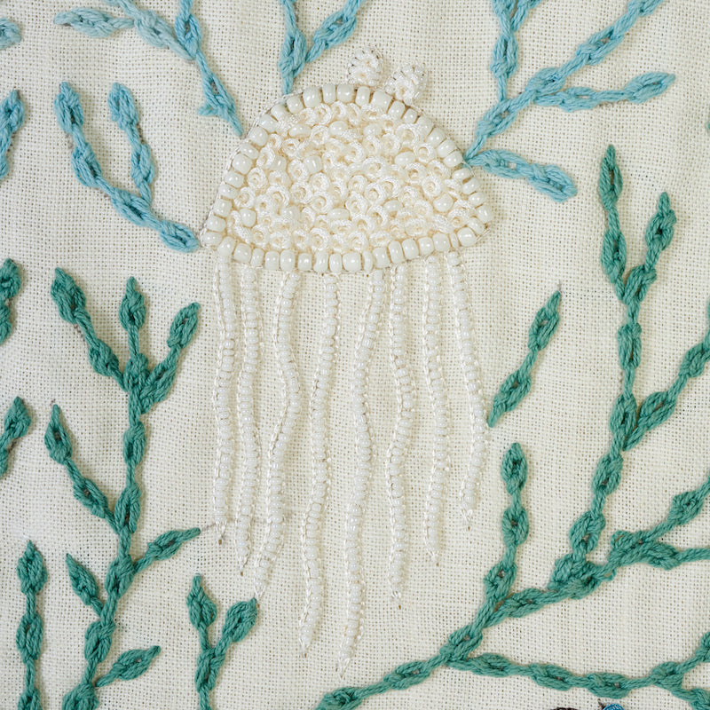SCHUMACHER FABRIC  EXQUISITE EMBROIDERIES UNDER THE SEA   SEAFOAM   - 73551