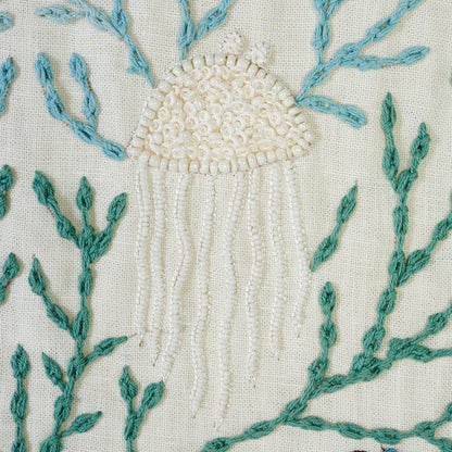 SCHUMACHER FABRIC  EXQUISITE EMBROIDERIES UNDER THE SEA   SEAFOAM   - 73551