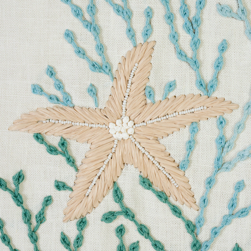 SCHUMACHER FABRIC  EXQUISITE EMBROIDERIES UNDER THE SEA   SEAFOAM   - 73551