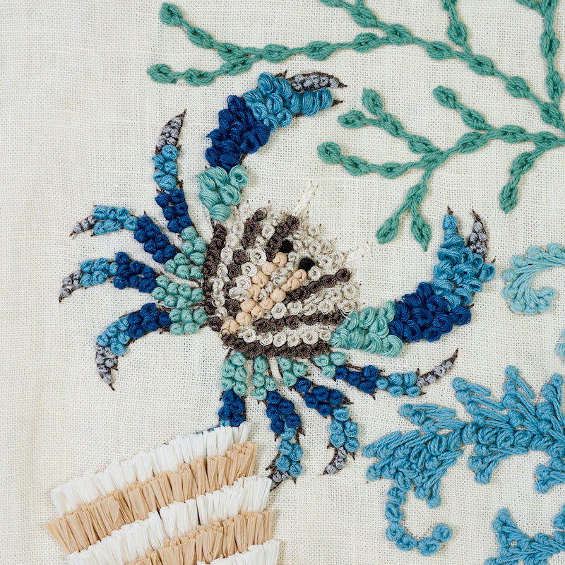 SCHUMACHER FABRIC  EXQUISITE EMBROIDERIES UNDER THE SEA   SEAFOAM   - 73551