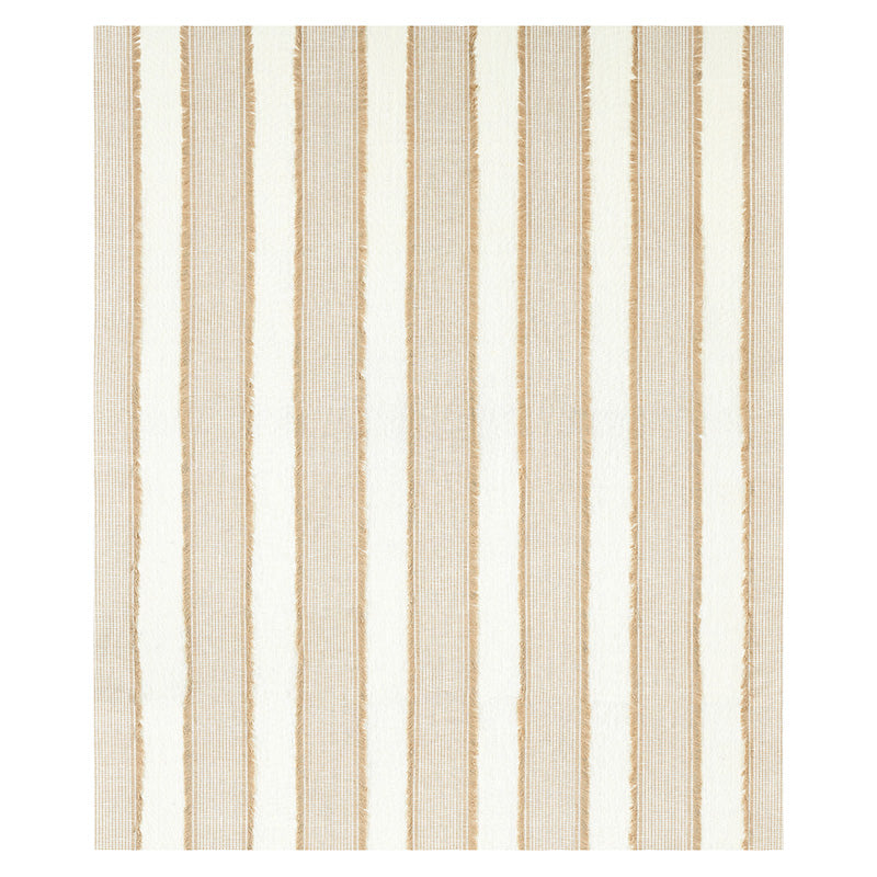 Beige sheer curtains in a neutral living room, light translucent panels hanging at a window.