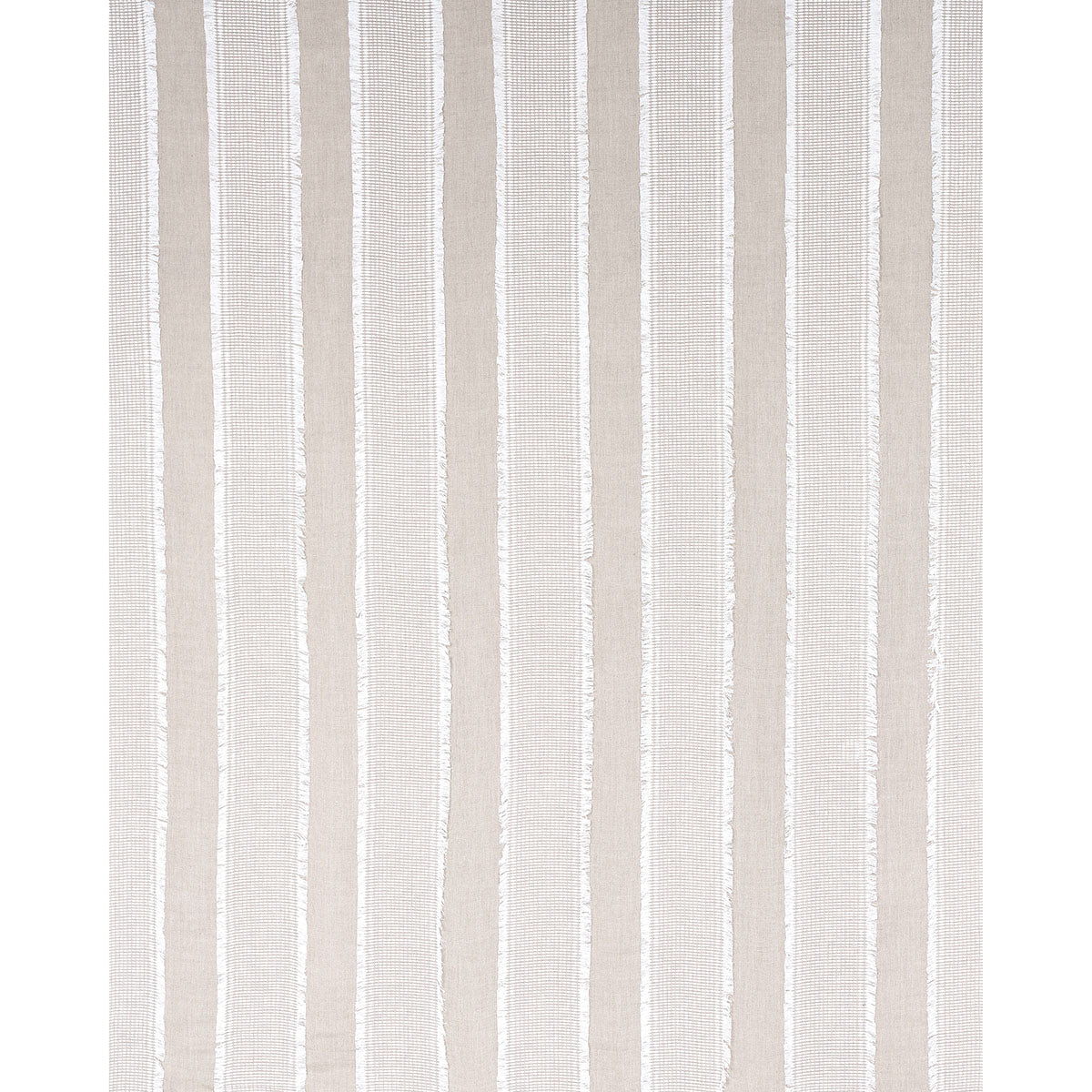 Neutral flax-colored sheer curtain fabric for casement windows with a subtle textured weave.
