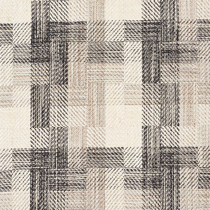 Charcoal borro plaid patterned woven fabric with a check pattern