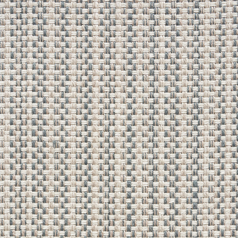Close-up of beige-gray woven upholstery fabric with a tight checker pattern for sofas or cushions.