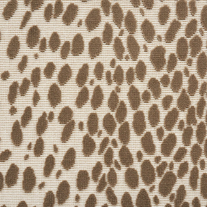Beige fabric with brown leopard-spot print; irregular oval shapes in a casual animal-print style.
