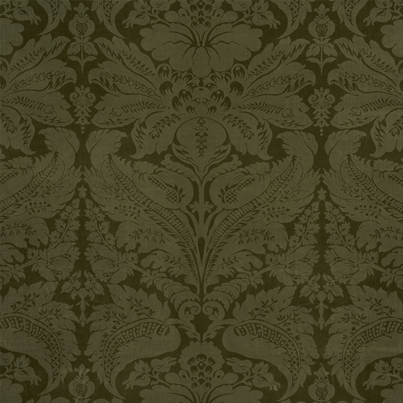 SCHUMACHER  CUT & PATTERNED VELVETS CORDWAIN VELVET EMBROIDERIES EMBROIDERIES OLIVE   - 73951