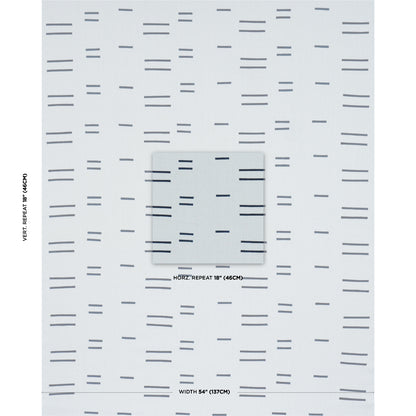 Light gray background with numerous small dark gray horizontal dashes; central inset square with a denser dash pattern—abstract geometric print.
