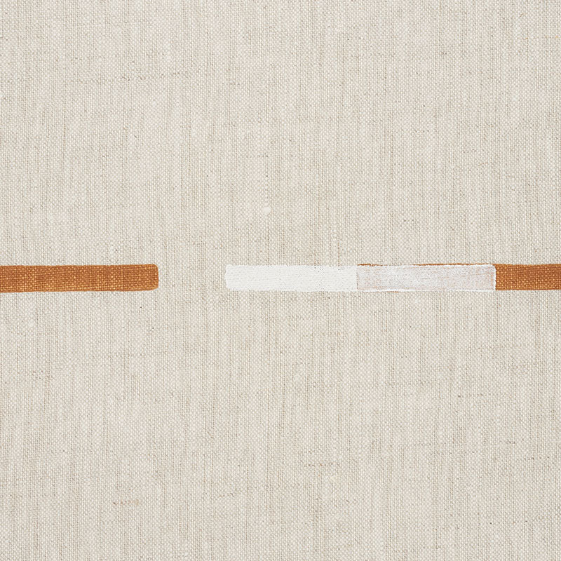 Beige woven fabric with an overlapping brown and white dash pattern.