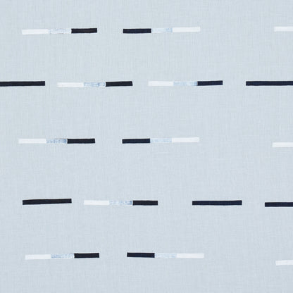 Light blue fabric with overlapping navy & white dash patterns.